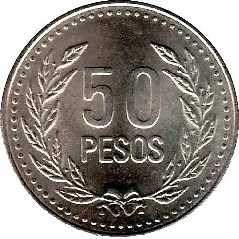 50 Pesos 2007, Non-Magnetic [Colombia] — 2