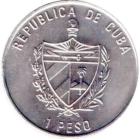 1 Peso 2010, 50th Anniversary of the Meeting of Fidel Castro and Ernest Hemingway /Copper-Nickel Alloy/ [Cuba] — 1