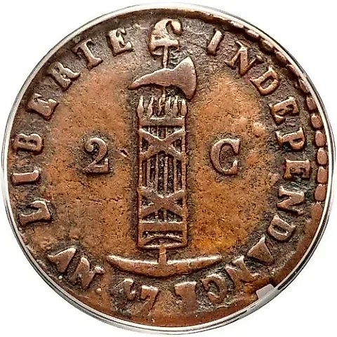 2 сантима 1850, AN47 на аверсе [Гаити] — 1