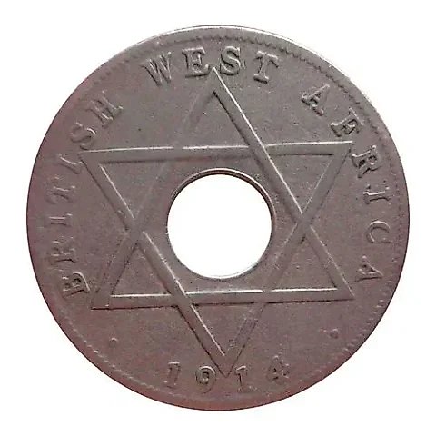1/2 Penny 1914, K, Mint Mark: "K" - Kings Norton Metal, Birmingham [British West Africa] — 2