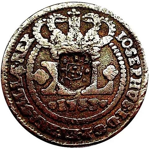 80 Reis 1753-1757, Countermarked on XL Reis [Angola] — 1
