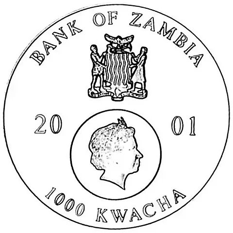 1000 квач 2001, Покровители океана - Дельфины [Замбия] — 1