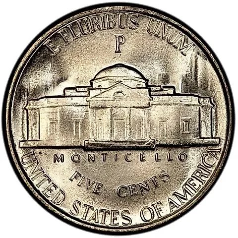 5 Cents 1944, P, Thomas Jefferson [USA] — 1