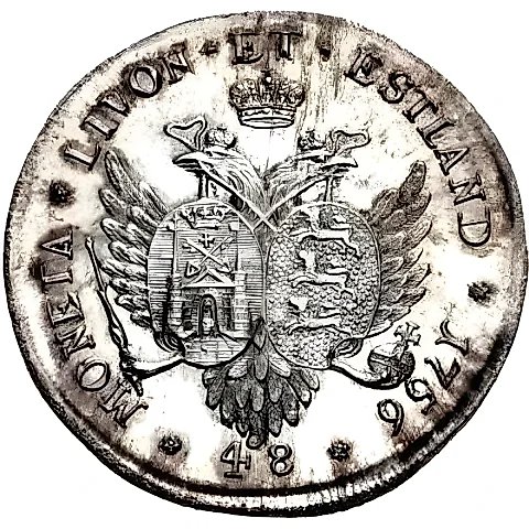 48 Kopeks 1756, Livonets, Novodel — 1