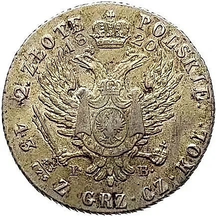 2 Zlotych 1820, IP, Old Portrait Type, Obverse - "Large Head" — 1