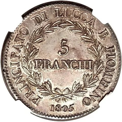 5 Francs 1805, Principality of Lucca and Piombino [Italy] — 1