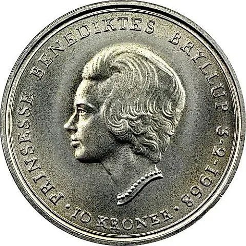 10 Kroner 1968, Wedding of Princess Benedikte [Denmark] — 1