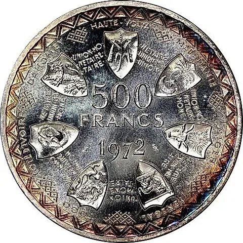 500 Francs 1972, 10 Years of the Union [West Africa (BCEAO)] — 1
