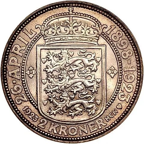 2 кроны 1923, серебряная свадьба [Дания] — 1