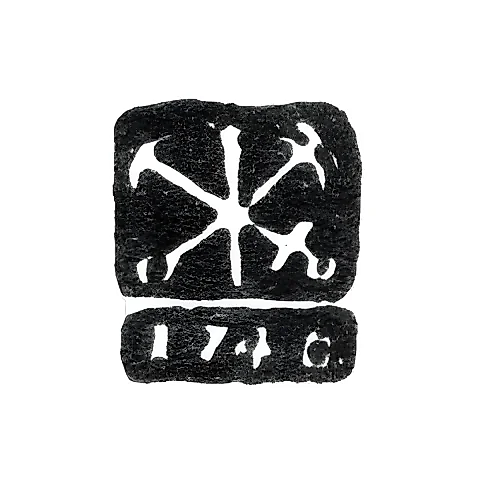 Городское клеймо Ленинграда 1742-1751 гг. "Два якоря и скипетр с датой"