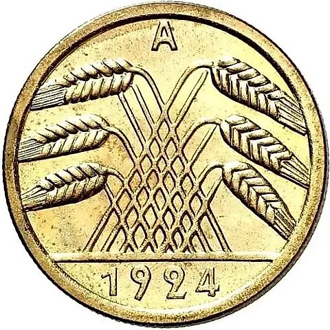 50 пфеннигов 1924, A, знак монетного двора "A" — Берлин [Германия / Веймарская республика] — 1