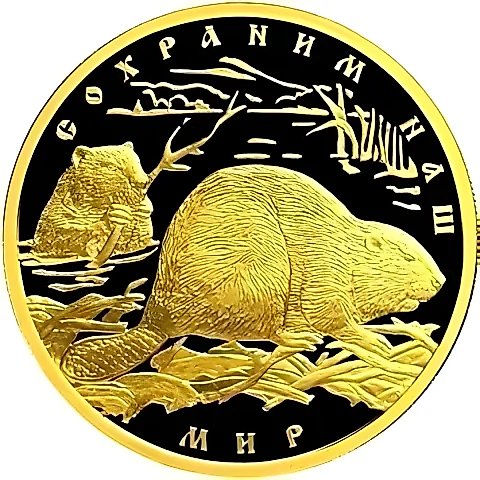 100 рублей 2008, СПМД, бобр, Золото — 1