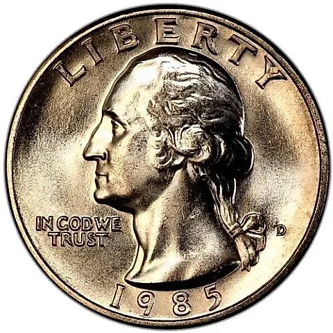 25 Cents 1985, D, Mint Mark "D" - Denver [USA] — 2