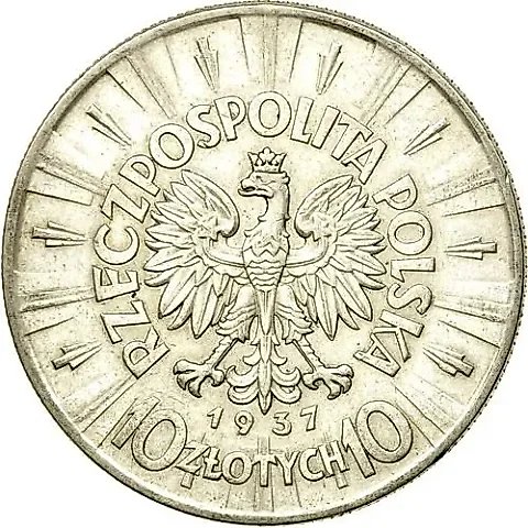 10 злотых 1937, Пилсудский [Польша] — 1