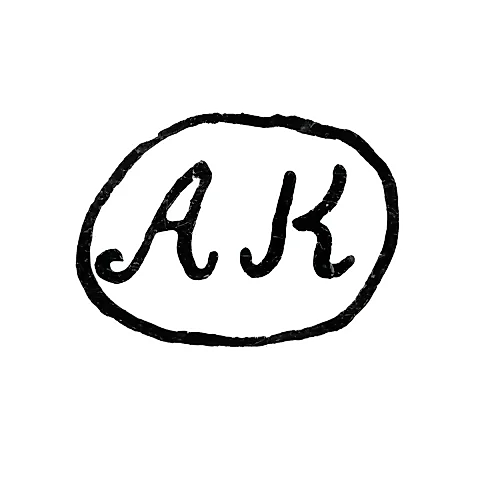 Клеймо мастера Колотошин Алексей Федоров - Ярославль - инициалы "АК" - 1842-1876 гг.