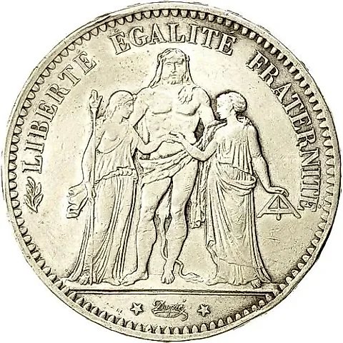 5 Francs 1876, A, Hercules [France] — 1