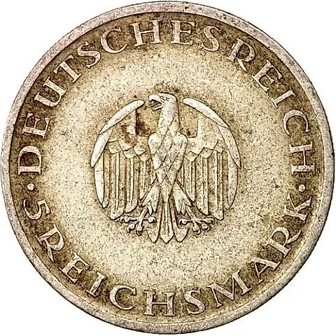 5 Reichsmarks 1929, A, Lessing [Germany] — 1