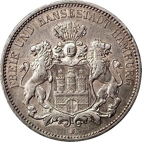 3 Mark 1908, J, Hamburg [Germany / German Empire] — 1