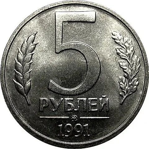 5 Rubles 1991, MMD — 1