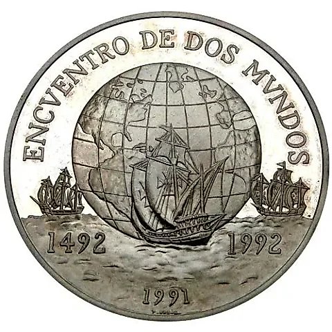 10000 Pesos 1991, 500th Anniversary of the Discovery of America [Chile] Proof — 1