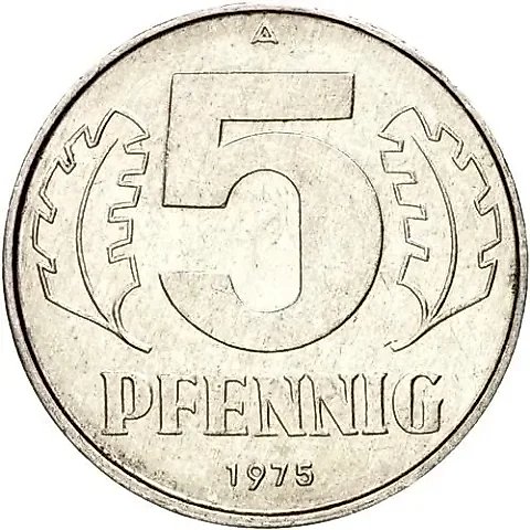 5 пфеннигов 1975, А [Германия / ГДР] — 1