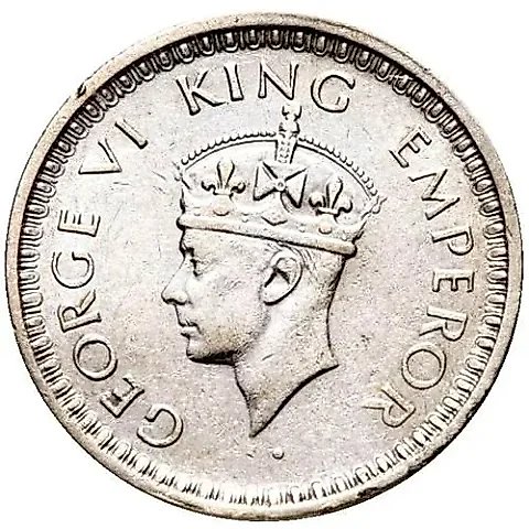 1/2 Rupee 1943, L, Mint Mark: "L" - Lahore [India / British India] — 1