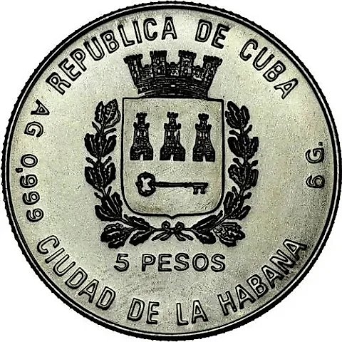 5 Pesos 1988, 1990 FIFA World Cup, Italy [Cuba] — 1