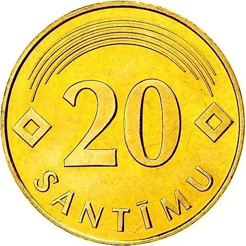 20 сантимов 1992, немагнитные [Латвия] — 2