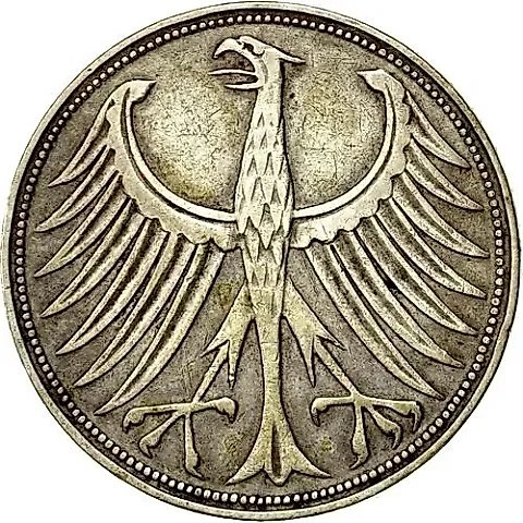 5 Marks 1951, D, Mint Mark: "D" - Munich [Germany / FRG] — 1