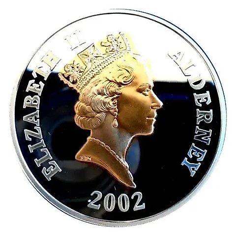 5 фунтов 2002, 50 лет правлению Королевы Елизаветы II (золотой юбилей) [Олдерни] Proof — 1