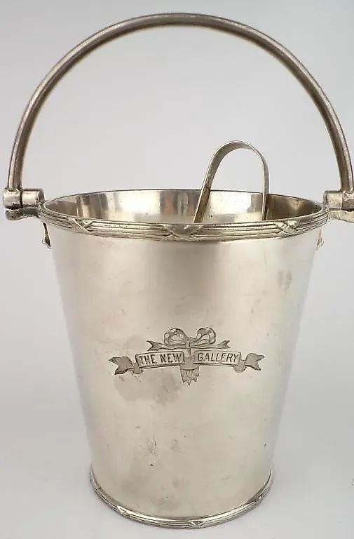 Ведро для шампанского+щипцы для льда,серебрение,Англия