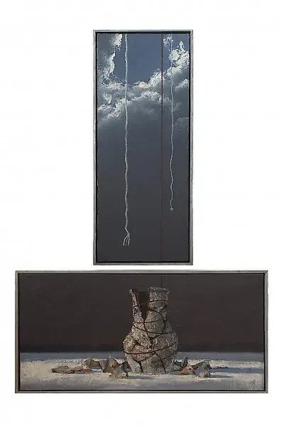 Кувшин на снегу масло, холст