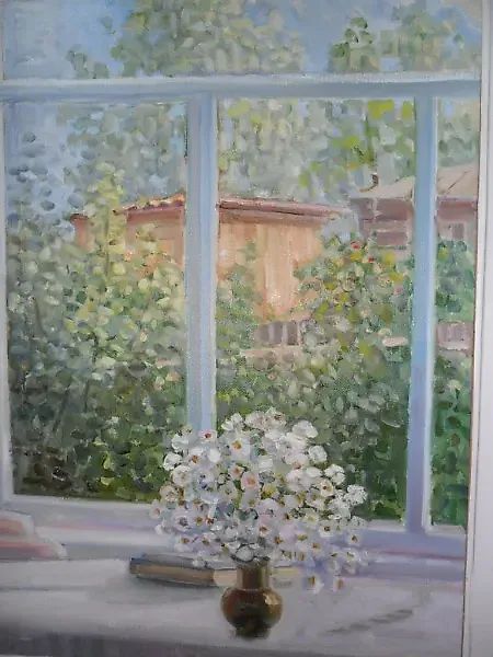 Натюрморт с придорожными ромашками холст, масло 