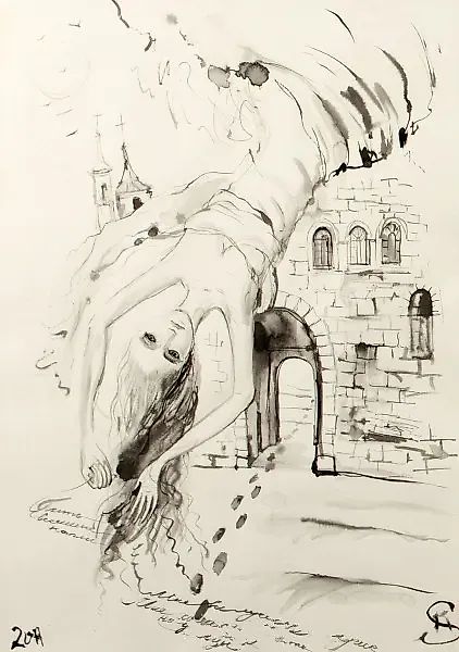 Первый снег (First snow) бумага, тушь (paper, ink) 