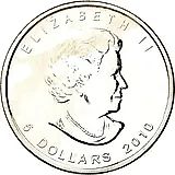 5 долларов 2010, Canadian Silver Maple Leaf (кленовый лист) [Канада]