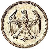 1 марка 1925, A, знак монетного двора "A" — Берлин [Германия]