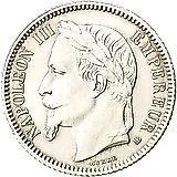 1 франк 1866, BB, знак монетного двора: "BB" - Страсбург [Франция]