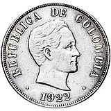 50 сентаво 1922, горизонтальный срез [Колумбия]