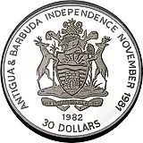 30 долларов 1982, 250 лет со дня рождения Джорджа Вашингтона - Инаугурация [Антигуа и Барбуда] Proof