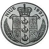 5 долларов 1991, футбол [Ниуэ] Proof