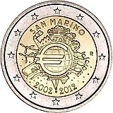 2 евро 2012, 10 лет евро, [Сан-Марино]