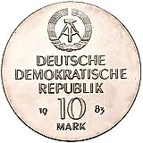 10 марок 1983, 100 лет со дня смерти Рихарда Вагнера [Германия / ГДР]