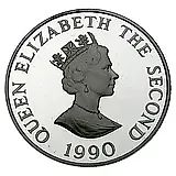 2 фунта 1990, 90 лет со дня рождения Королевы Матери [Олдерни] Proof