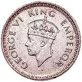 1 рупия 1944, L, знак монетного двора: "L" - Лахор [Индия / Британская Индия]