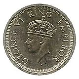 1 рупия 1945, ♦, знак монетного двора: "♦" - Бомбей [Индия / Британская Индия]