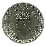 1 рупия 1944, ♦, знак монетного двора: "♦" - Бомбей [Индия / Британская Индия]