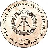 20 марок 1989, 500 лет со дня рождения Томаса Мюнцера [Германия / ГДР]