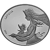 5 евро 2016, ежовая шубка Латвия [Латвия] Proof