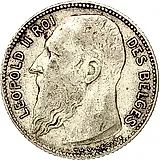 1 франк 1909, надпись на французском - "DES BELGES" [Бельгия]