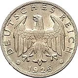 1 рейхсмарка 1926, D, знак монетного двора "D" — Мюнхен [Германия]